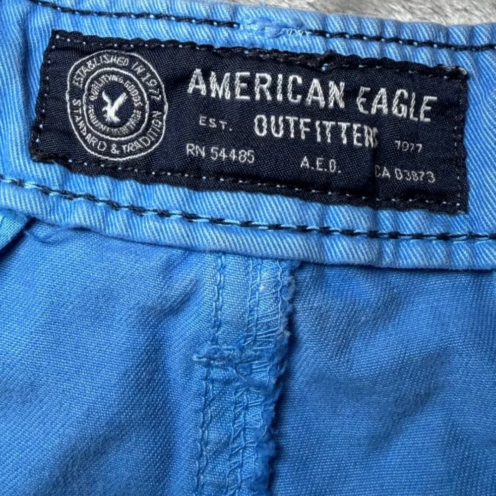 American Eagle Mens Size 34 Blue Chino Shorts Flat Front Casual Vacation Classic